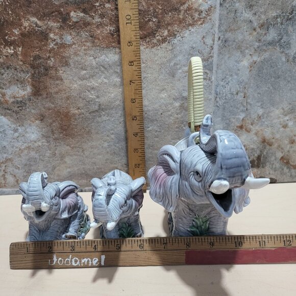 OCI Elephant Tea Set Teapot Creamer Sugar Bowl Repaired Chip - Picture 8 of 14